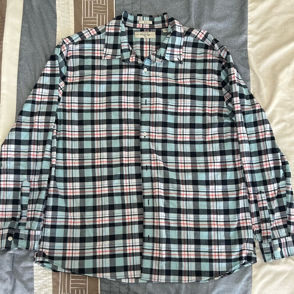 Hawker Rye Plaid Flannel Stretch Oxford Slim XXL Button Down